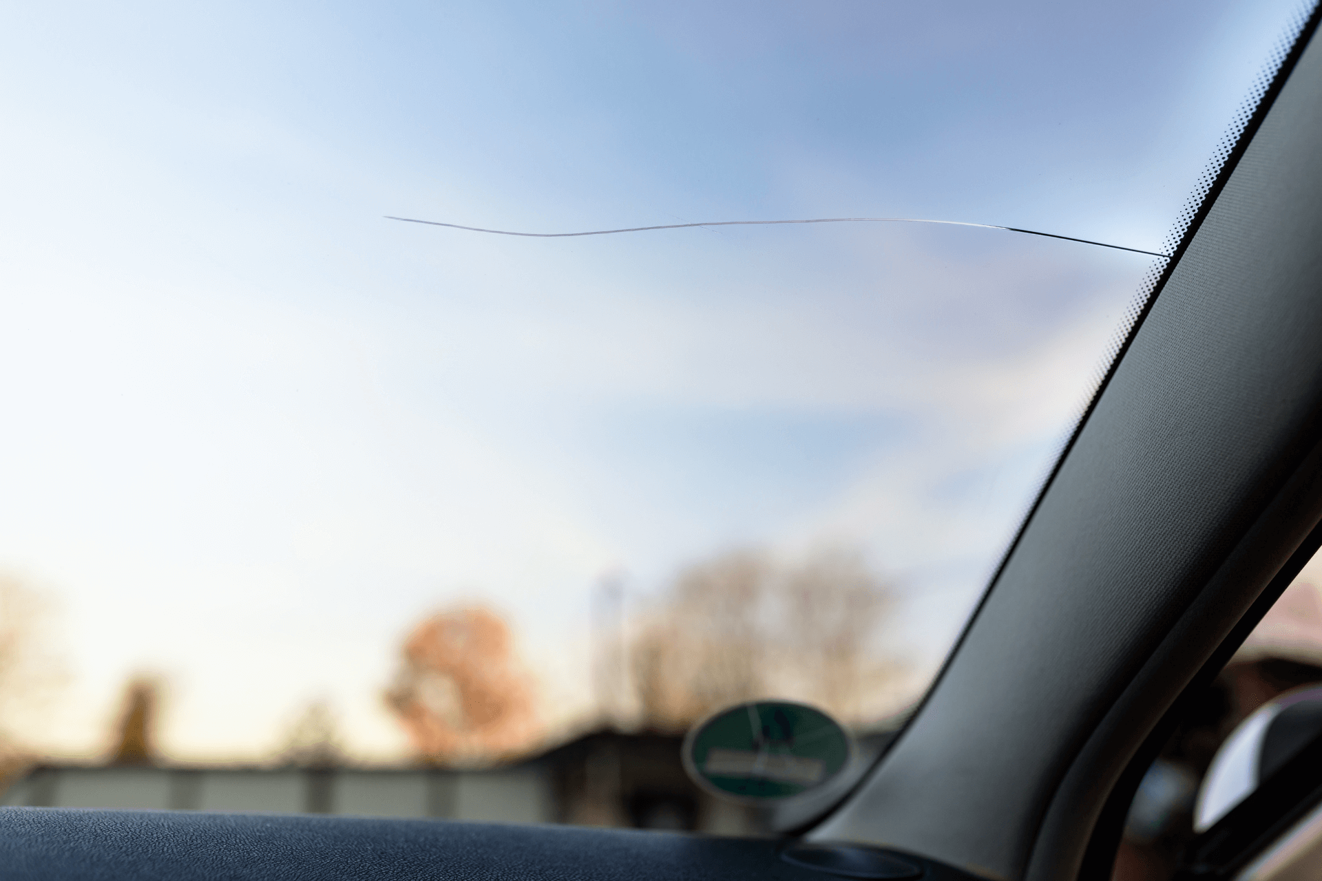 Car Windshield That Needs Replacement At Mr. Car Shine Body Shop