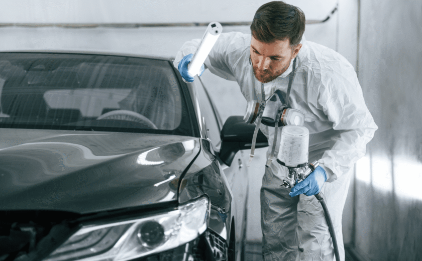 Profesional Auto Body Work Being Done By An Expert At Mr. Car Shine Body Shop